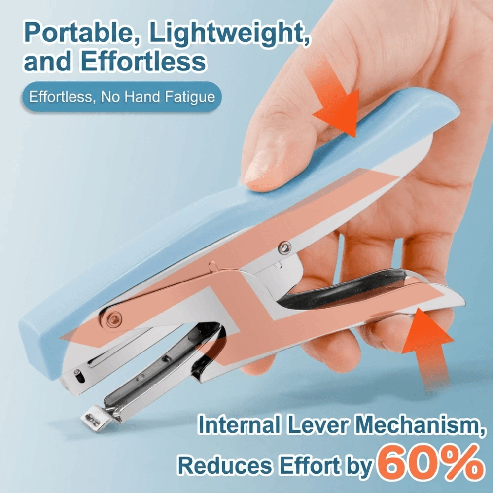 Stapler Heavy Duty - Zszywacz ręczny metalowy z dźwignią, oszczędzający